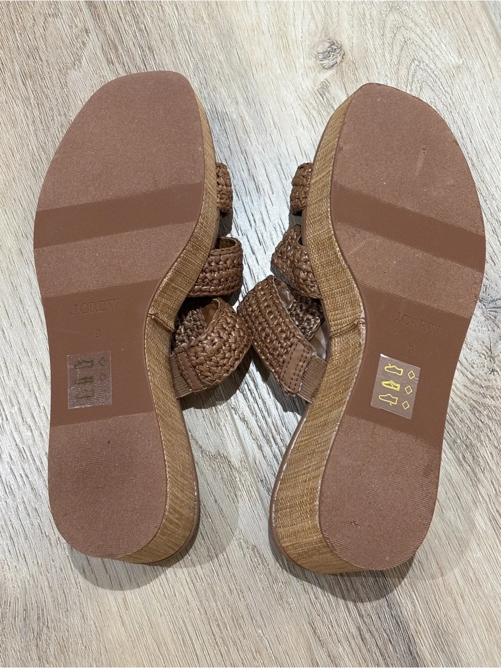 NWOB J. Crew Factory Fisherman flat-form wedges, size 9 Cedar Wood